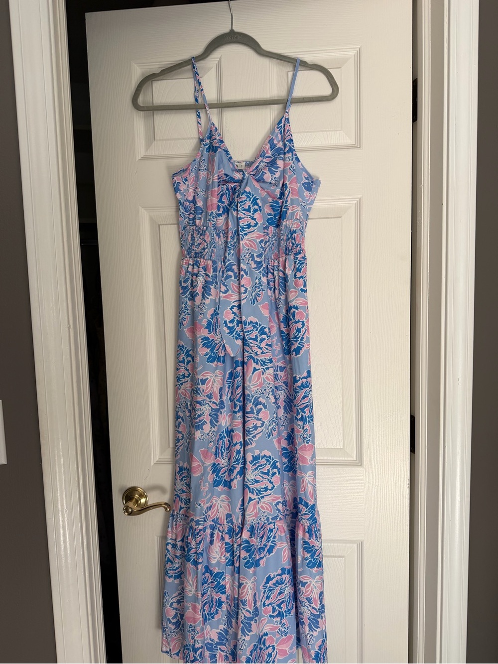 Grace Karin Blue and Pink Floral Maxi Dress